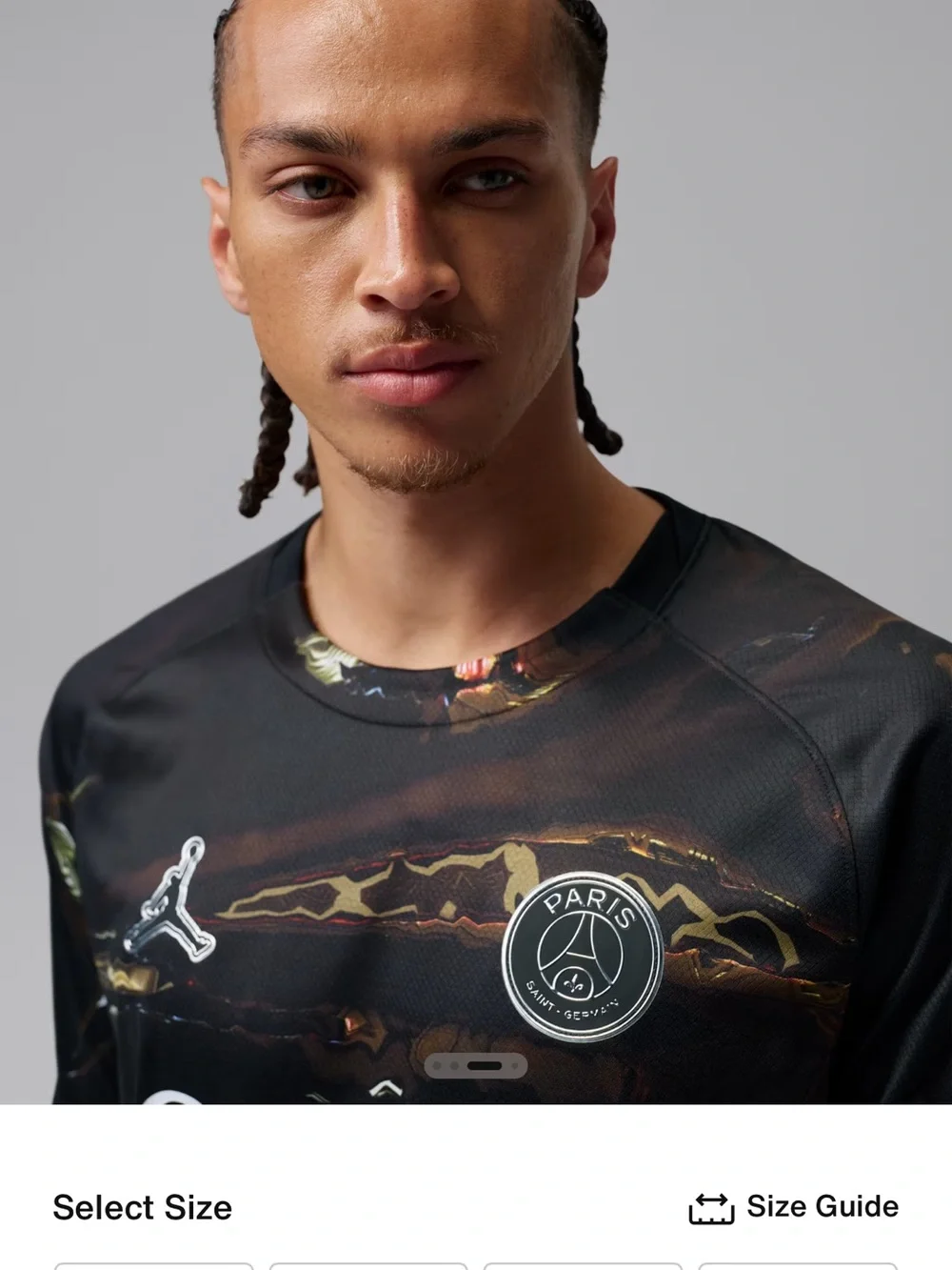 Nike Black PSG Long-Sleeve Football Shirt with Metallic Marbled Accents